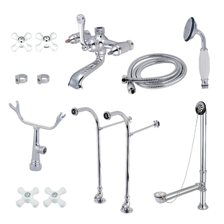 Kingston Brass CCK5171PX Freestanding Clawfoot Tub Faucet Combo, Polished Chrome CCK5171PX